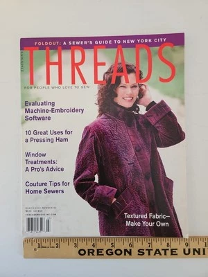 March 2001 THREADS Magazine #93 Sewing Techniques & Embroidery Instruction  - Image 1 of 4
