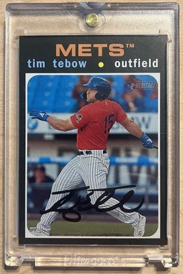 1/1! TOPPS VAULT Tim Tebow 2020 Topps Heritage Minor League Syracuse NY Mets COA - Image 1 of 4