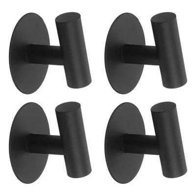 4 Pack Towel Hooks for Bathroom, Wall Hooks Self-Adhesive Round (Black) Foto 1 de 4