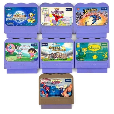 Lot of 7 VTECH V.Smile Game Cartridges Spiderman Zayzoo Superman - Image 1 of 4
