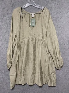 H&M Womens Dress Size Large Green Long Sleeve Adult Viscose NWT - Picture 1 of 5