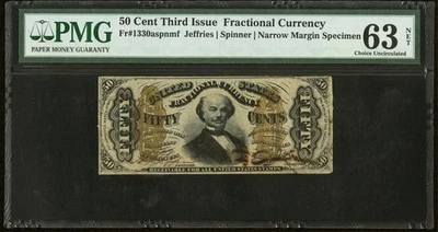 FR# 1330 Fractional 1864 Currency 50c, Civil War Third 3rd Issue, PMG Ch UNC 63 - Image 1 of 4