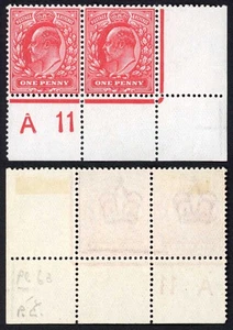 SG275a KEVII 1d Aniline-rose Harrison Perf 14 Control PAIR - Picture 1 of 1