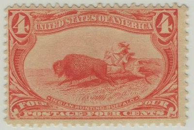 US 287 MH FVF 4c Indian Hunting Buffalo Trans-Mississippi ZAYIX 1223X0052 - Image 1 of 2