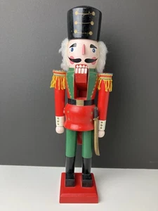 Vintage Kurt S Adler 16” Wooden Nutcracker Soldier Red Green Black Gold Foil  - Picture 1 of 8