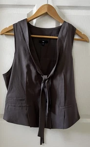 Gap Taupe Longline Vest Front Tie V-neck Women Size S Workwear Office Academia. - Picture 1 of 19