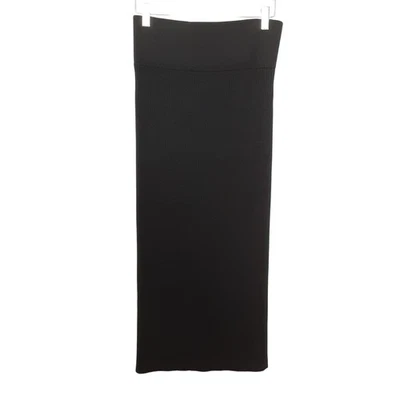 Michael Kors 美利奴羊毛罗纹针织铅笔裙黑色 Midi Bodycon 女式 S — 第 1/4 张图片