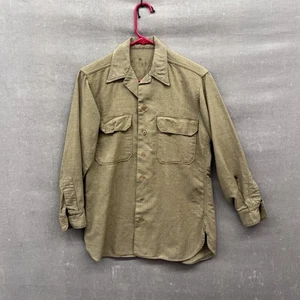 Vintage Military Shirt Mens Medium Button Up Workwear Utility 70s Distressed - Picture 1 of 7