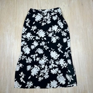 Falda de verano ligera Briggs vintage negra blanca floral abertura lateral grande - Imagen 1 de 15