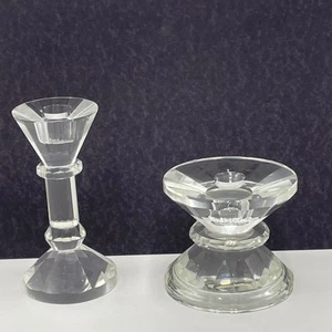 2 Lead Crystal Candle Holder Faceted Holders  Candlestick Or Pillar 2 Sizes - Picture 1 of 8