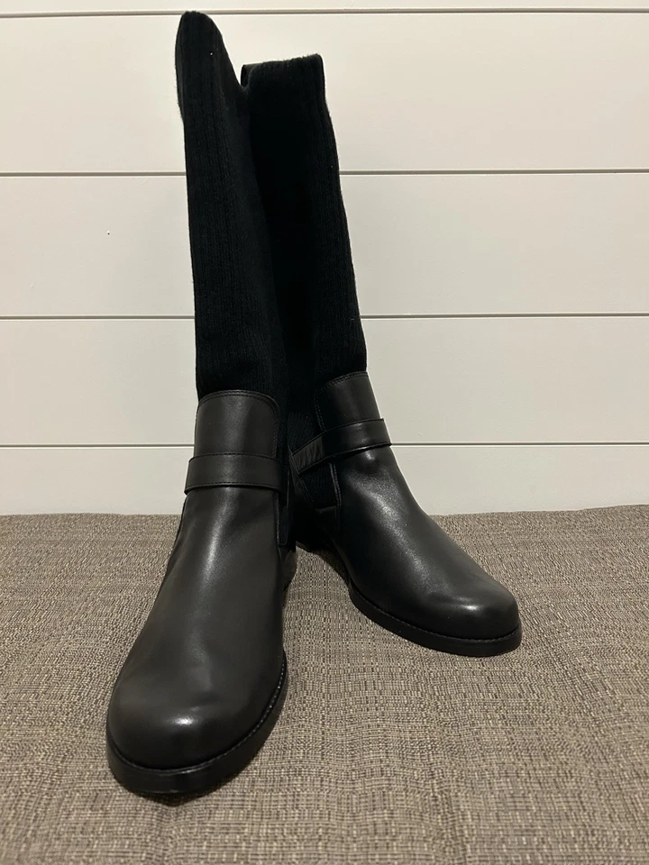 Botas Suéter Acanaladas Markon Negras Para Mujer 12W Nuevas en Caja 35-179-9 Eversol Lane Bryant Foto 1 de 4