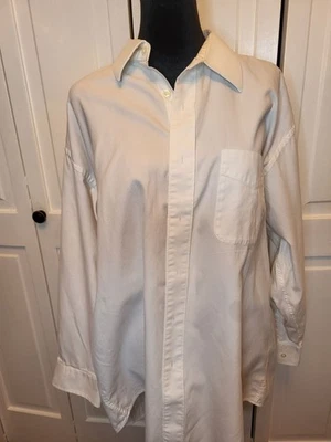 Camisa Para Hombre Blanca Abotonada Talla 17 32/33 Minimalista Preppy Oficina Iglesia Negocios Foto 1 de 4