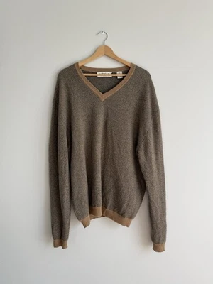 Suéter Orvis 100 % cachemir XL marrón tostado espiga cuello en V suéter clase para hombre Foto 1 de 4