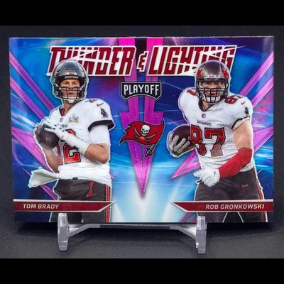 TOM BRADY ROB GRONKOWSKI 2021 Panini Playoff #TL-4 Thunder & Lightning Pink - Image 1 of 3