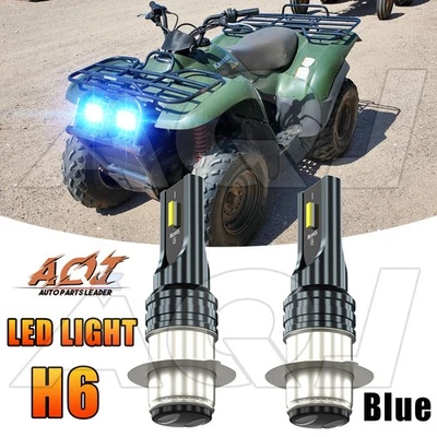For Kawasaki Prairie 400 1997-2002 Pair H6M LED Headlight 8000K Ice blue Bulbs Foto 1 de 4