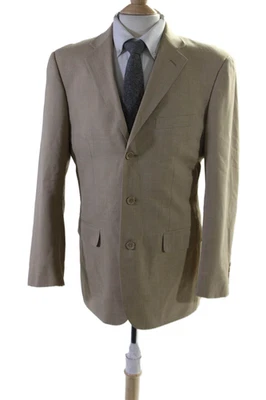 Emanuel Ungaro Hombres Lana Muesca Cuello Tres Bolsillos Traje Chaqueta Beige Talla 40R - Imagen 1 de 4