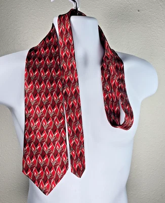 Corbata de Murano para Hombres Extra Larga 62x4 Pulgadas Roja Geométrica Seda Corbata Negocios Formal Foto 1 de 3