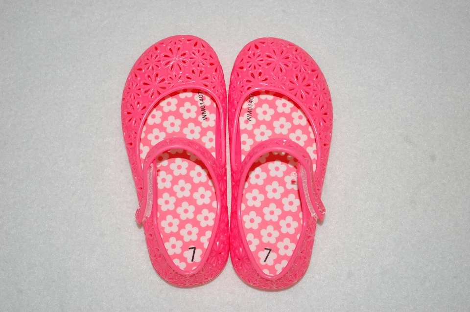 Baby Toddler Girls Shoes PINK CORAL GEL MARY JANES Flower Design 7 8 9 10 11 12 - Image 1 of 1