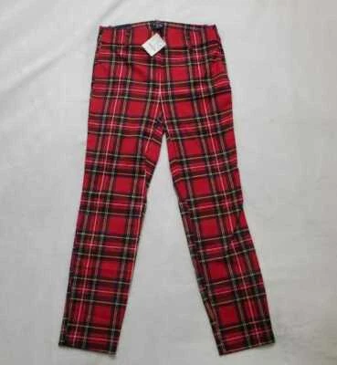 NUEVOS PANTALONES DE NAVIDAD WINNIE TARTÁN DE FÁBRICA J CREW PARA MUJER EN ROJO NEGRO A CUADROS Foto 1 de 4