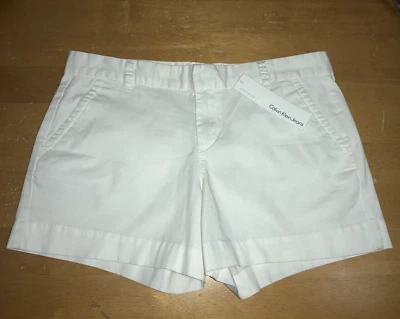 CALVIN KLEIN Jeans White Stretch Cotton 3.5" Casual Summer Shorts Size 10 - Image 1 of 4