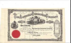 THE AMERICAN SUBMARINE COMPANY......1800'S UNISSUED COMMON STOCK CERTIFICATE - Bild 1 von 1