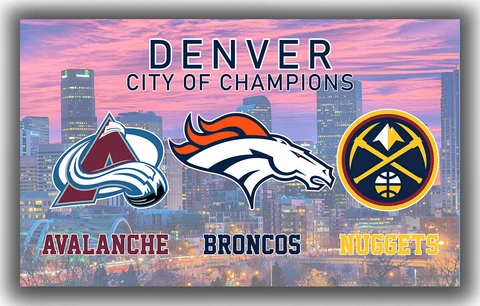 Denver City Of Champions Flag 90x150cm 3x5ft Avalanche Broncos Nuggets Banner Cover