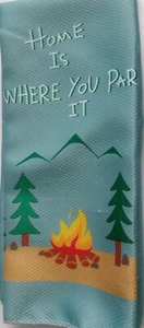 FULL Multi-color HOME IS WHJERE YOU PARK IT Print POLYESTER Kitchen Towel - Picture 1 of 1