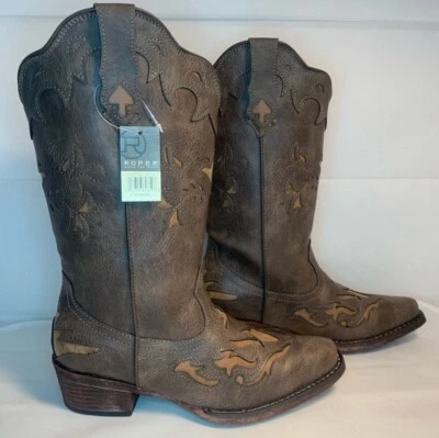 Botas de mujer Roper Spade punta corta marrón para mujer talla 6 Foto 1 de 4