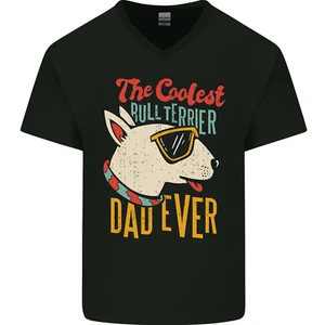 T-Shirt Bullterrier Papa lustig Väter Tag Hund Herren V-Ausschnitt Baumwolle - Bild 1 von 3