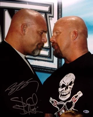 Stone Cold Steve Austin Bill Goldberg foto assinada 16x20 BAS CERTIFICADO DE AUTENTICIDADE Wrestlemania XX - Imagem 1 de 4