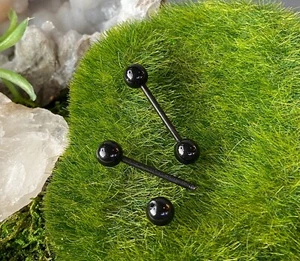 PAIR Flexible Barbell Nipple or Tongue Rings PTFE Transparent Balls NO METAL - Picture 1 of 10