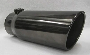 4" INLET 5" OUTLET 12" L BLACK CHROME DIESEL EXHAUST TIP DODGE - Picture 1 of 5