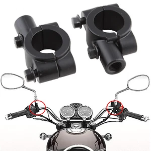 2x Universal Motorcycle Handlebar Mirror Mount Holder 10mm 7/8" Aluminum Clamp - Picture 1 of 8