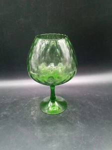 Beautiful VTG Empoli Green Diamond Optic Brandy Snifter 8 3/4'Tall 5 1/2"Wide - Picture 1 of 4