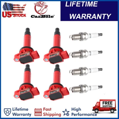 Kit de 4 bobinas de ignição e vela de ignição para 2006-2018 Toyota Yaris 1.5L L4 UF316 - Imagem 1 de 4