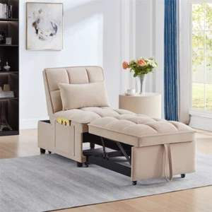 4 in1 Convertible Single Sofa Bed Chaise Lounge Pull-out Sofa Bed with Pillows - Picture 1 of 15