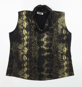 Eye Casual Womens Gold Animal Polyester Blend Blouse Size 2XL Cowl Neck - Picture 1 of 12
