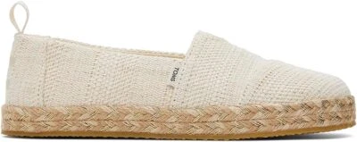 Mocasín de cuerda TOMS para niños Alpargata Reino Unido 11,5 lino metálico natural sin teñir Foto 1 de 4