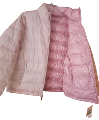 MICHAEL KORS Reversable Shine Down Puffer Jacket Rosewater Women SZ L New $200 - Image 1 of 4