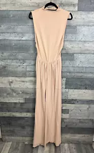 Mono Free People Dream Mediano Beige Arena Una Pieza Cuello Alto Playa Pierna Ancha - Imagen 1 de 15