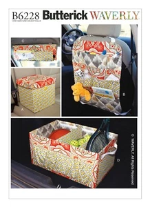 OOP Butterick B6228 Waverly Car Organizers Fabric Boxes Bin sewing pattern Uncut - Picture 1 of 8