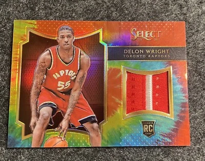 2015-16 Select Delon Wright Concourse Rookie RC Tie-dye Prizm Jersey Worn Raptor - Image 1 of 2