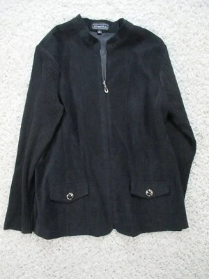 Elementz Jacket Womens Large Black Zip Up Corduroy Pockets Long Sleeve Polyester - Image 1 of 4