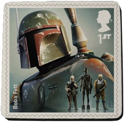 StarWars Stamp Designs 3.5" - Paquete de 4 - Posavasos de bebida con parte superior de goma de tela Foto 1 de 4