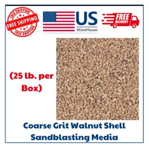 Coarse Grit Walnut Shell Sandblasting Media - (25 lb. per Box) for Cleaning - Picture 1 of 4