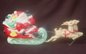 Babbo Natale con SLEIGH & RENNE ~ Impero da tavolo SOFFIATORE ~ Vintage - Foto 1 di 5