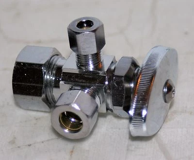 5/8" x 3/8" x 1/4" Tube Dual Outlet Stop Valve Brasscraft CR1900R C1