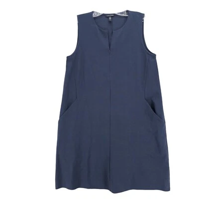 Vestido recto EILEEN FISHER Azul Sin mangas Bolsillos elásticos Cremallera Escote PEQUEÑO Foto 1 de 4