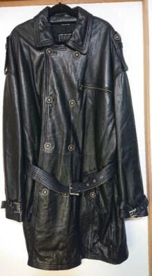 Versus Versace Trench Coat Leather Size 36/50 Black From Japan t1437 - Image 1 of 4