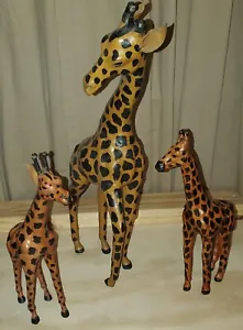 3 Paper Mache Giraffes 2 Medium 11" Height 1 Large 18" Height - Picture 1 of 13
